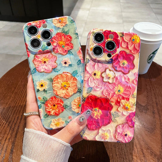 Fashion Blue Flowers Pattern Soft Silicone Phone Case
